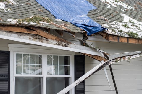 Storm damage on roof